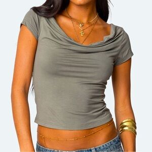 Edikted gray cowl neck top